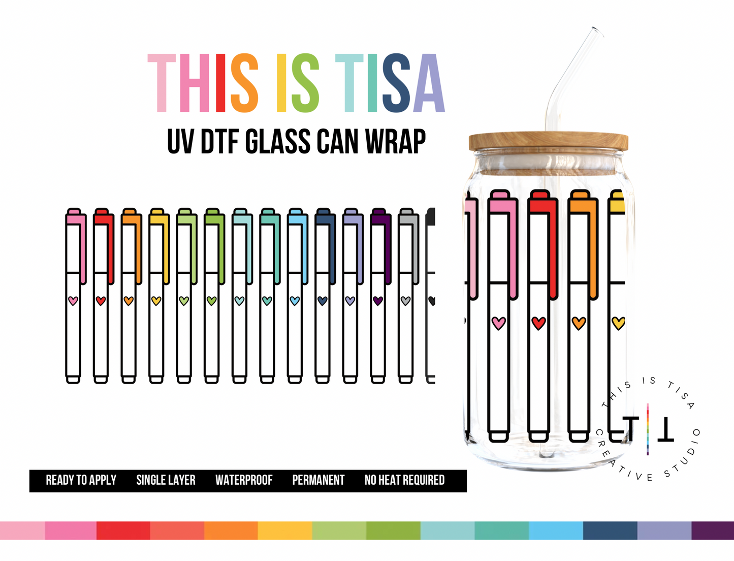 UV DTF Can Glass 16 oz Wrap: Planner Markers