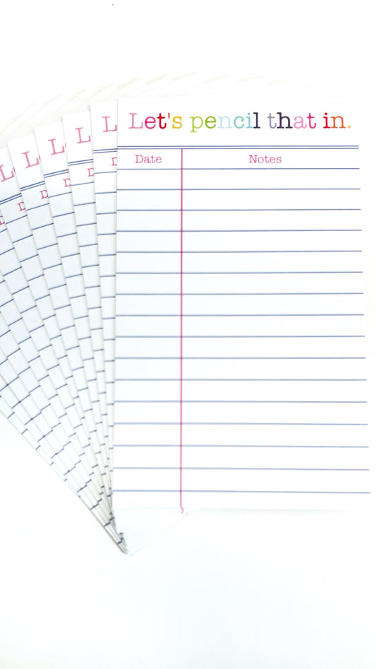 Let’s Pencil That In | Library Card Flat Notes